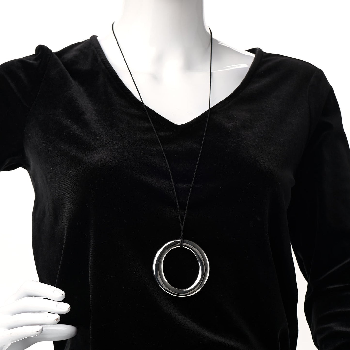 Sterling Silver Extra Large Elsa Peretti Sevillana Pendant Cord Necklace