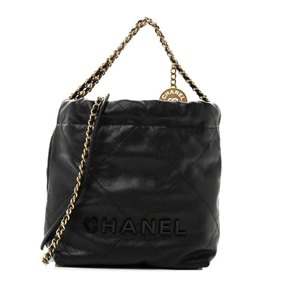 Chanel Shiny Caviar Quilted Monochrome Mini Chanel 22 Black 1 of 10