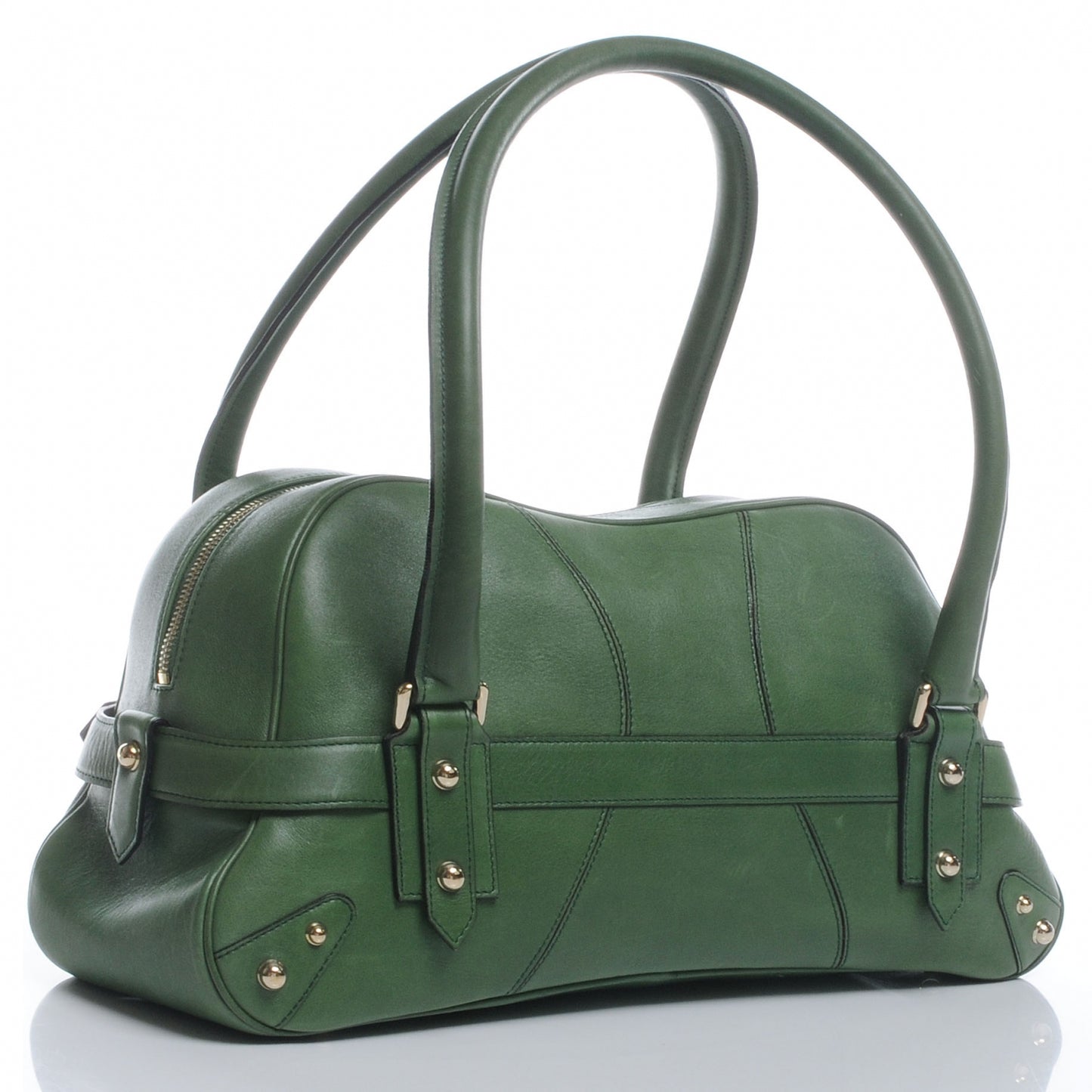 Leather Large Horsebit Chain Bag Green