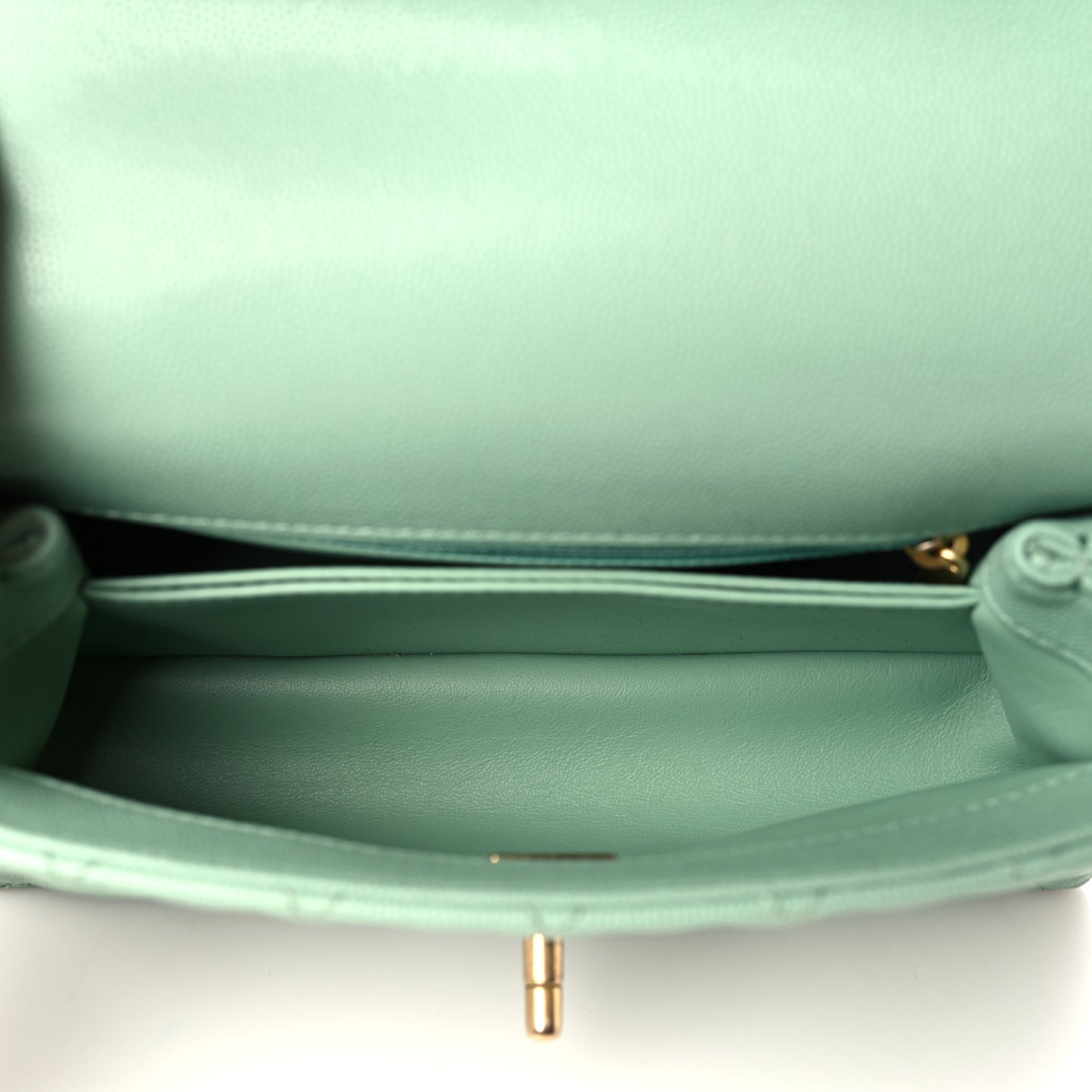 Caviar Quilted Mini Coco Chain Handle Flap Light Green