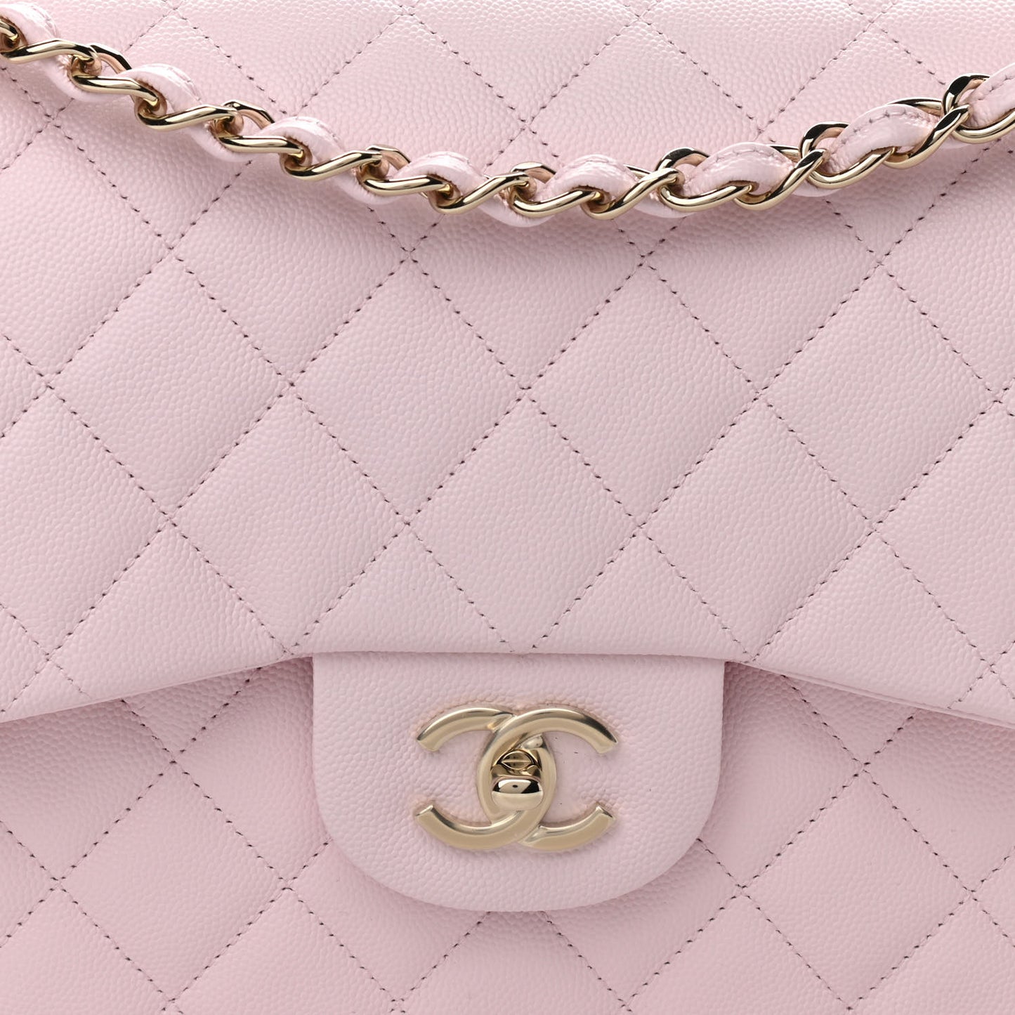 Caviar Quilted Jumbo Double Flap Light Pink