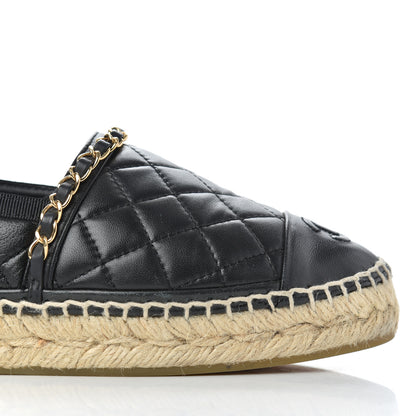 Chanel Lambskin Quilted CC Chain Espadrilles 36 Black 12 of 25