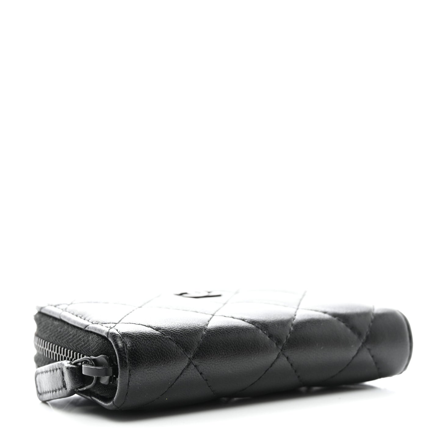 Lambskin Quilted Zip Coin Purse So Black