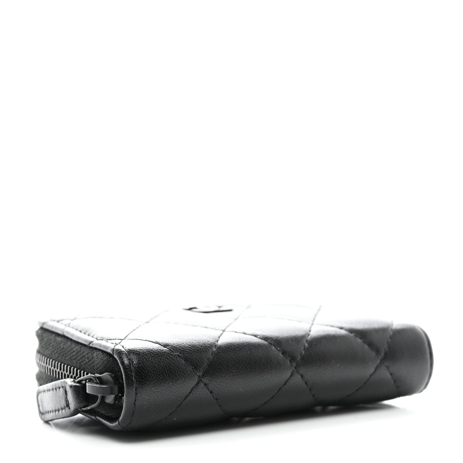 Chanel Lambskin Quilted Zip Coin Purse So Black 4 of 9