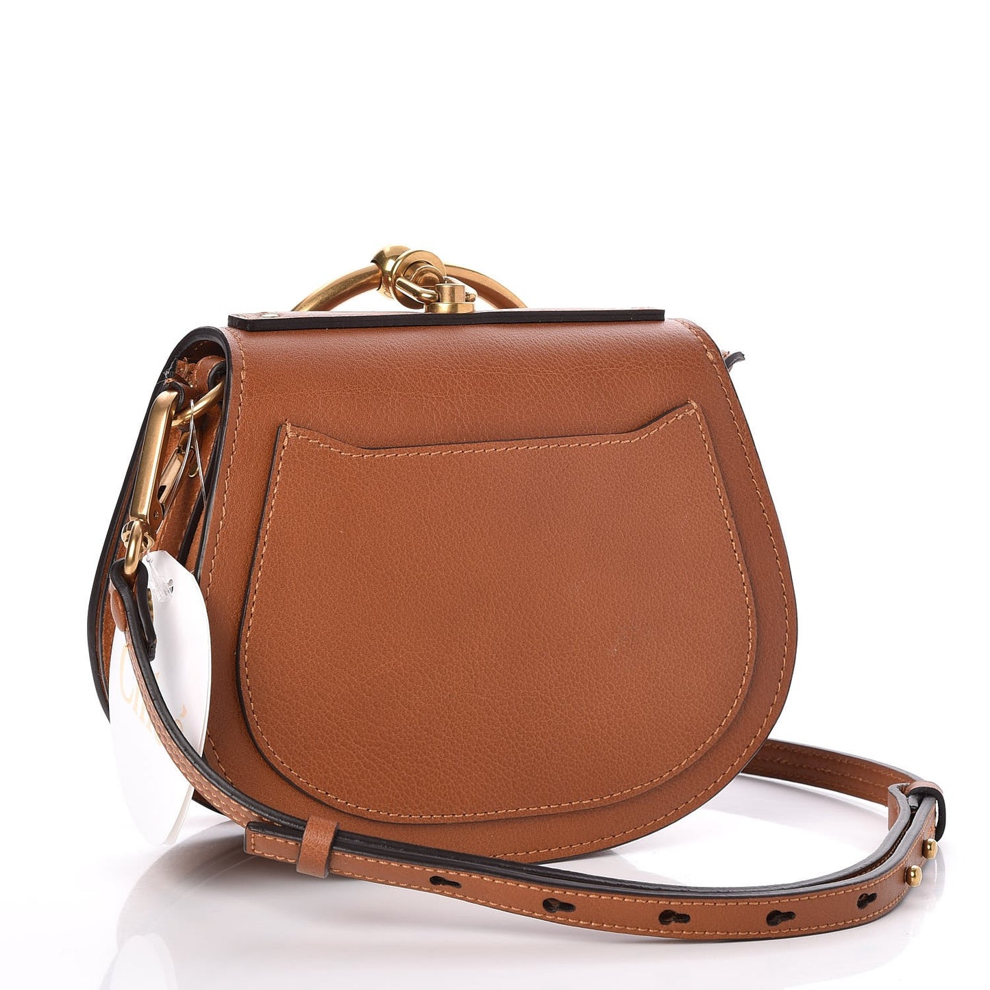 Calfskin Suede Small Nile Bracelet Bag Caramel
