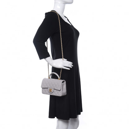 Chanel Lambskin Quilted Mini Top Handle Rectangular Flap Grey 2 of 11