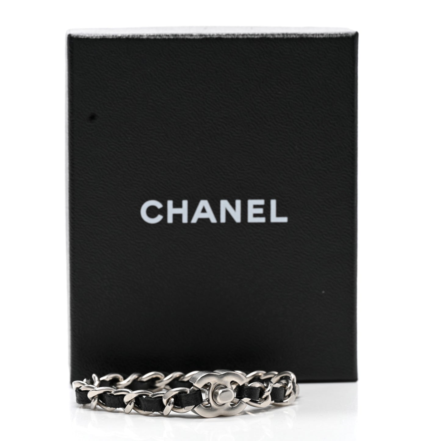 Lambskin CC Turnlock Chain Bracelet M Black