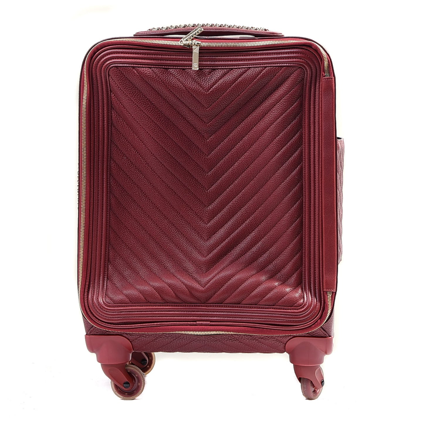 Calfskin Chevron Quilted Coco Case Trolley Red