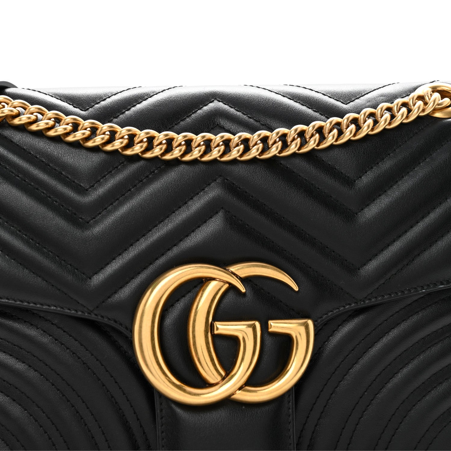 Gucci Calfskin Matelasse Medium GG Marmont Shoulder Bag Black 8 of 10