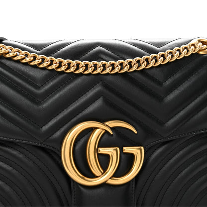 Gucci Calfskin Matelasse Medium GG Marmont Shoulder Bag Black 8 of 10