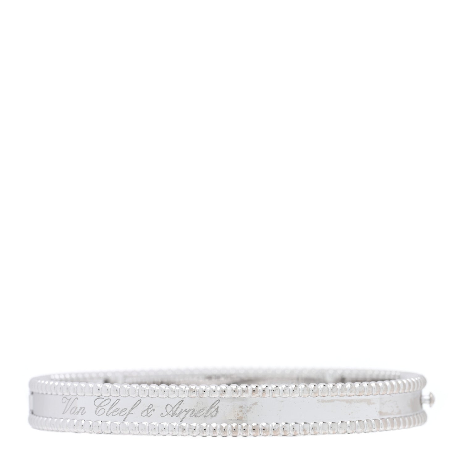 Van Cleef & Arpels 18K White Gold Perlee Signature Bangle Bracelet M 1 of 5