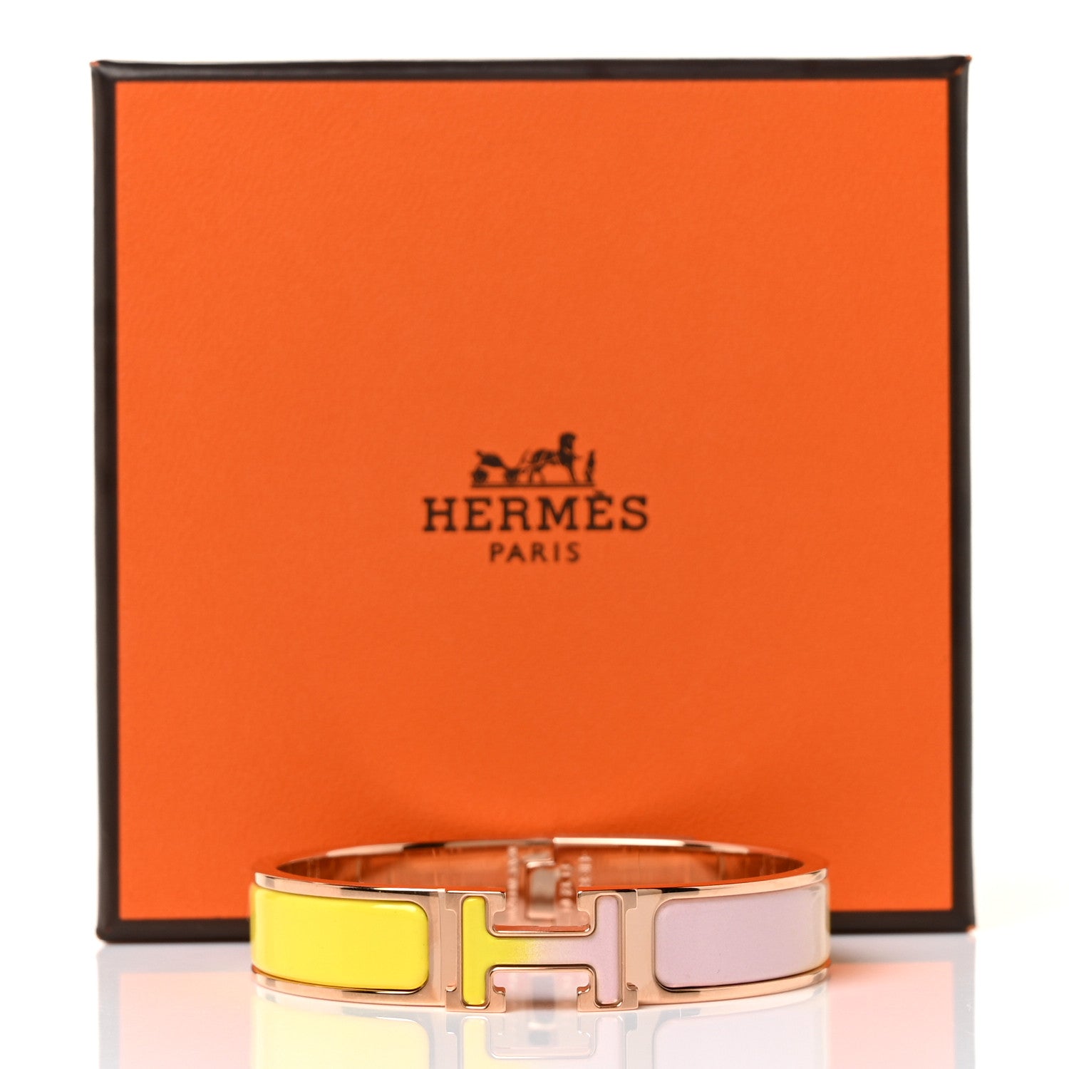 Hermes Enamel Narrow Clic Clac H Fusion Bracelet PM Rose Candeur Jaune Tennis 5 of 5