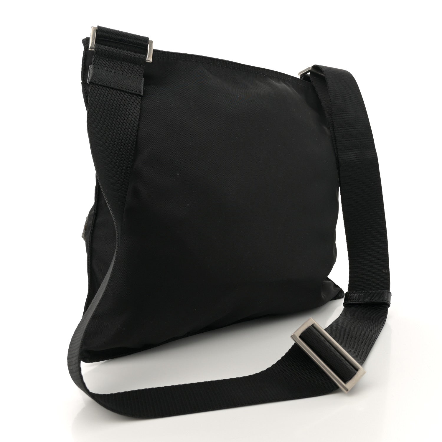 Prada Tessuto Nylon Saffiano Skull Flat Messenger Bag Black 3 of 11