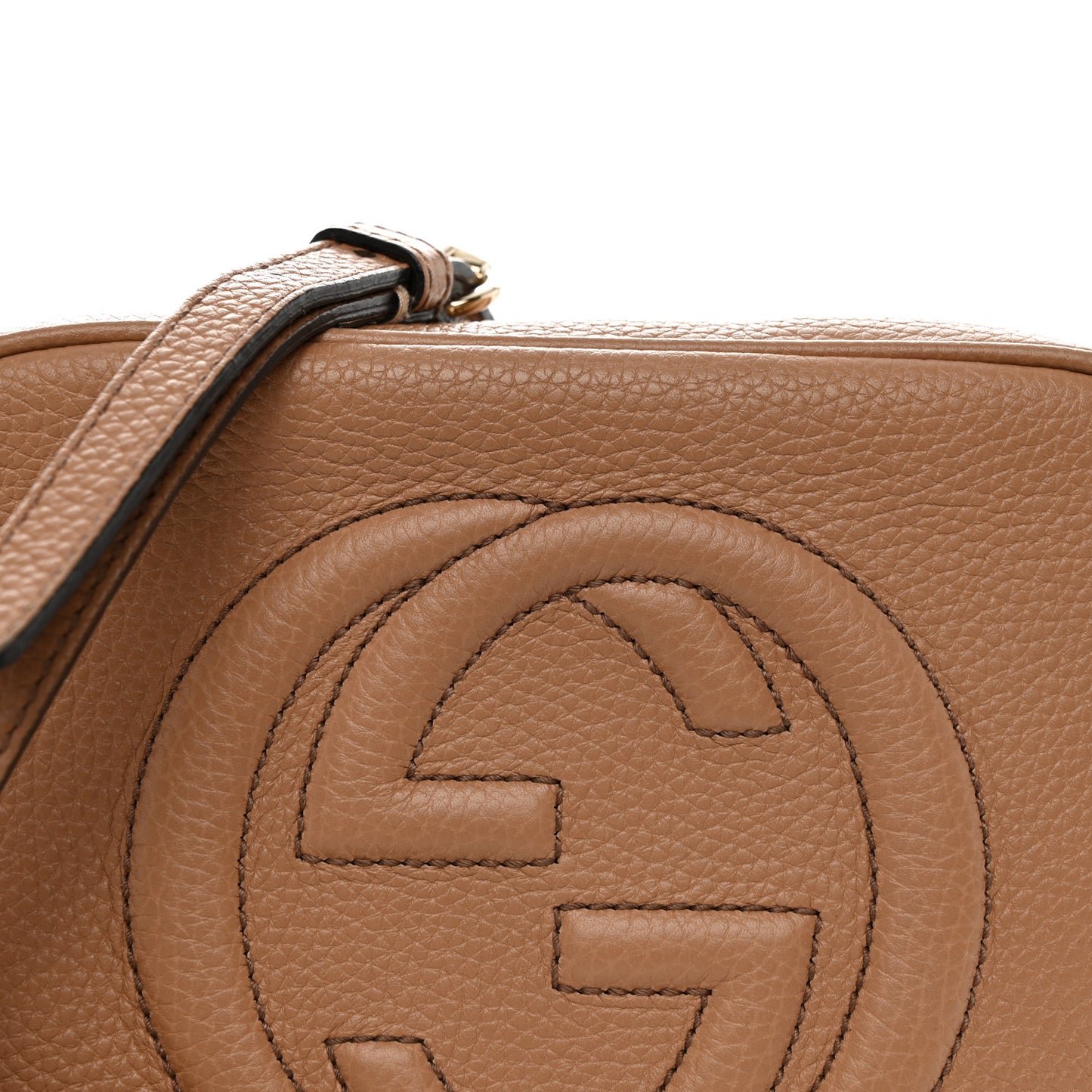 Pebbled Calfskin Small Soho Disco Bag Camelia