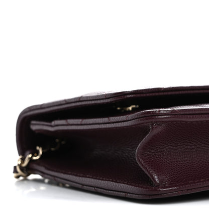 Chanel Caviar Quilted Chain Embossed CC Wallet On Chain WOC Dark Burgundy 9 of 11