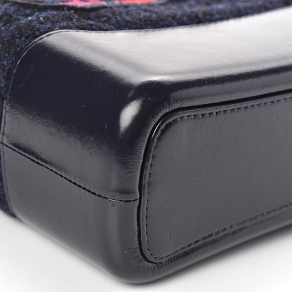 Chanel Tweed Calfskin Quilted Medium Gabrielle Hobo Black Blue 8 of 11