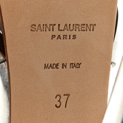 Saint Laurent Metallic Calfskin Tribute 105 Platform Sandals 37 Silver 8 of 10