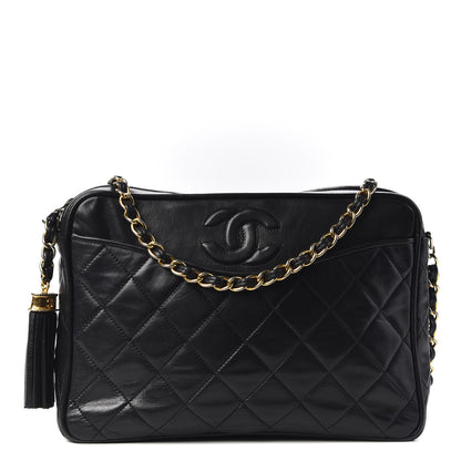 Chanel Lambskin Quilted CC Tassel Camera Case Black 1 of 12