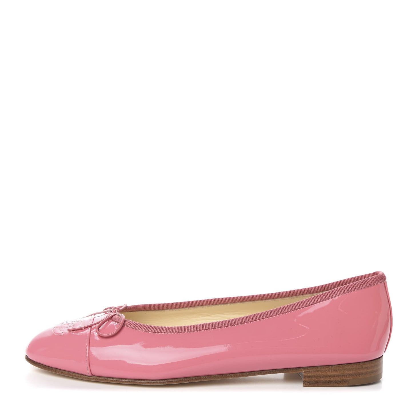 Patent CC Cap Toe Ballerina Flats 38.5 Light Pink