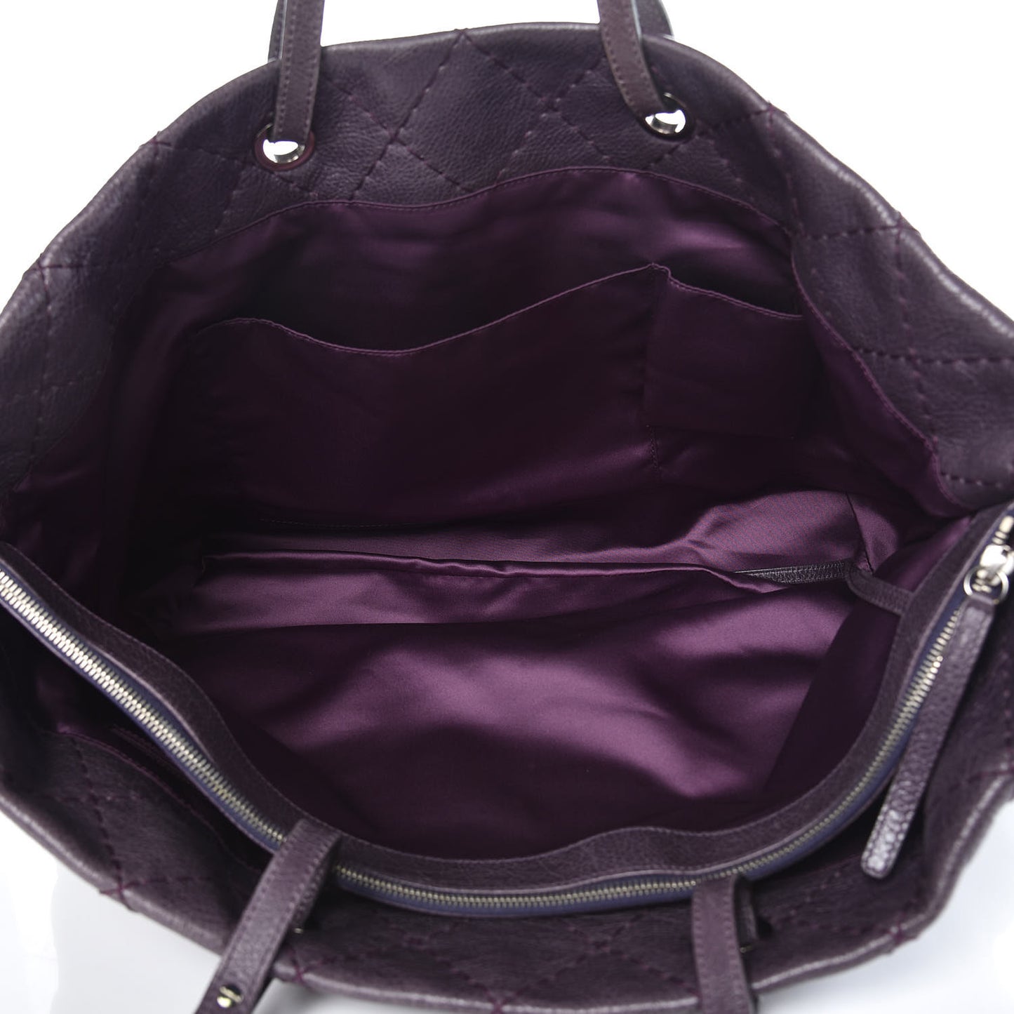 Glazed Calfskin Large On The Road Tote Purple