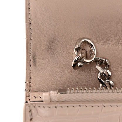 Saint Laurent Calfskin Crocodile Embossed Kate Monogram Tassel Chain Wallet Marble Pink 12 of 16