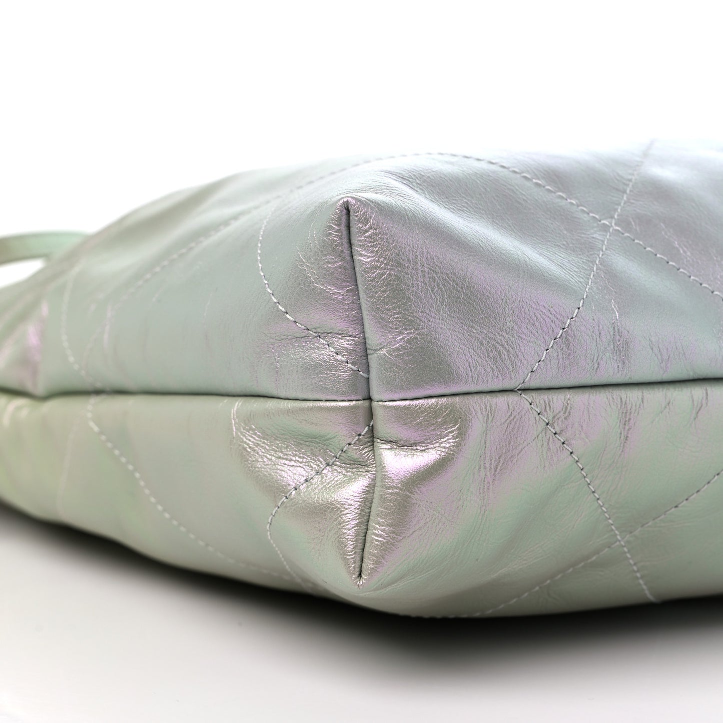 Iridescent Calfskin Quilted Chanel 22 Blue Green