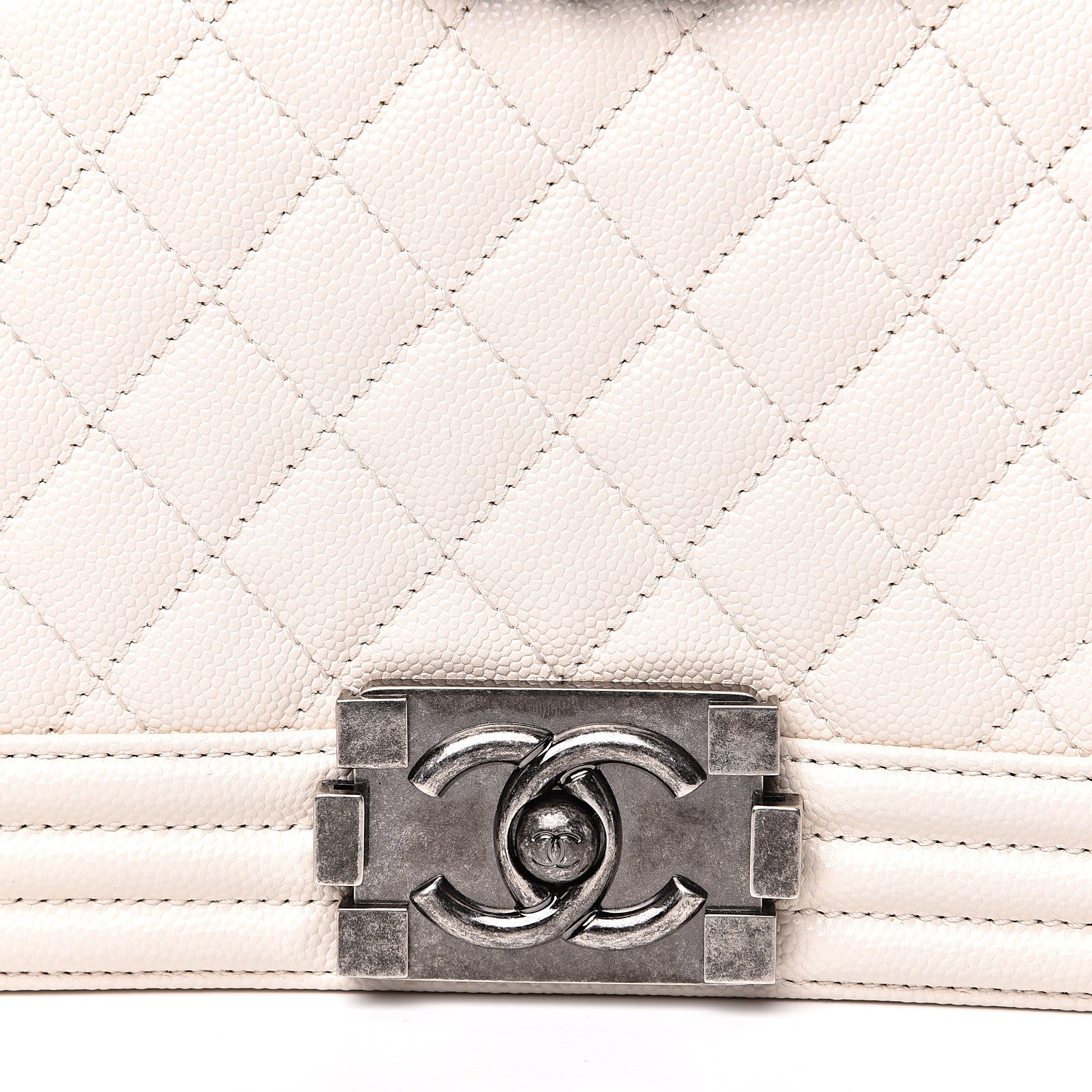Chanel Caviar Quilted Medium Boy Flap Ivory 10 of 11