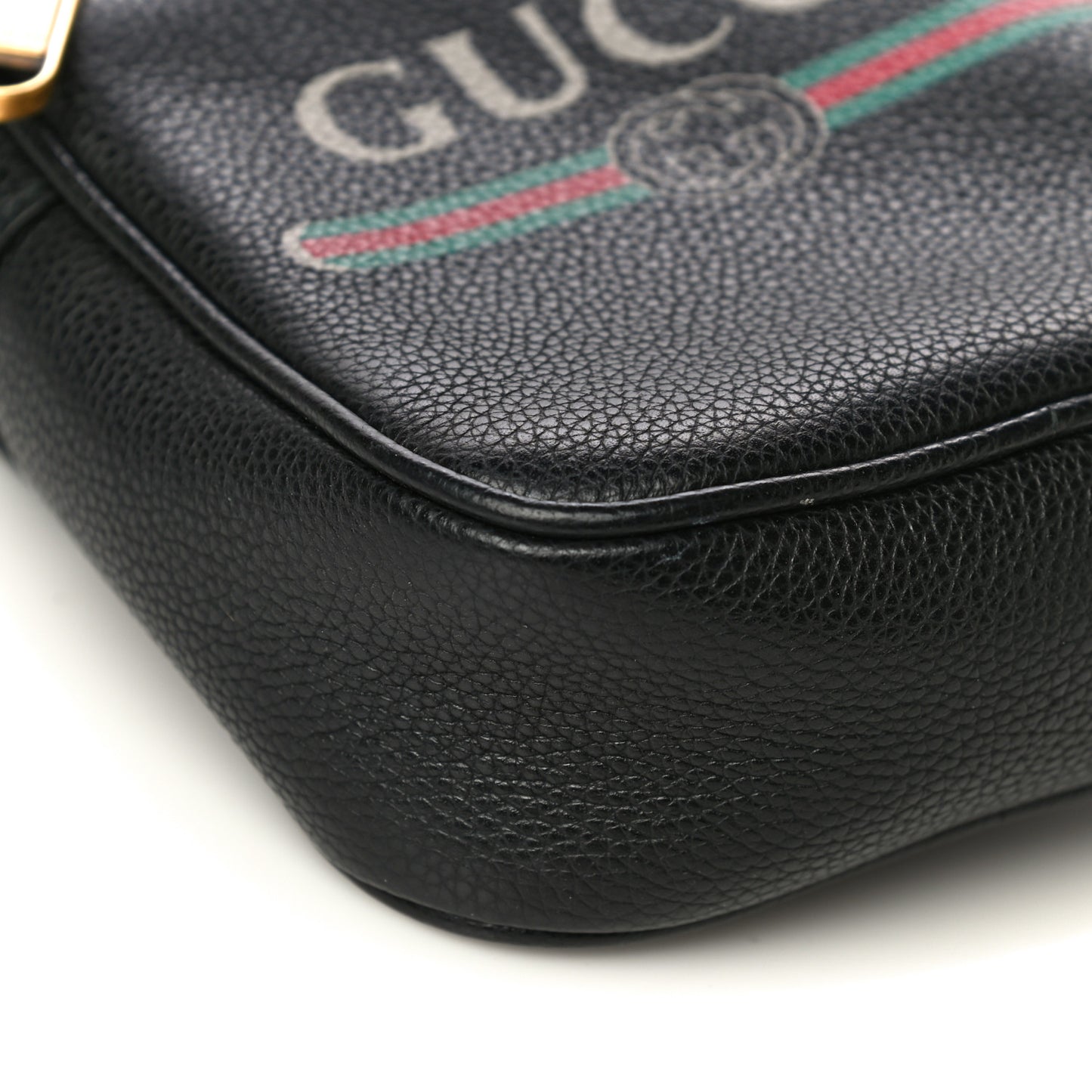 Grained Calfskin Mini Logo Messenger Bag Black