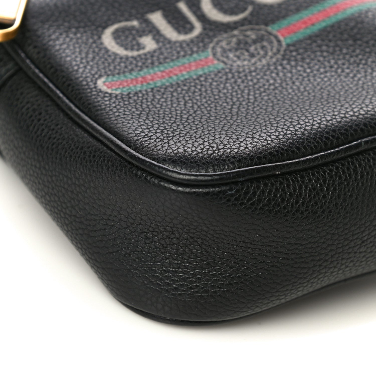 Gucci Grained Calfskin Mini Logo Messenger Bag Black 10 of 13