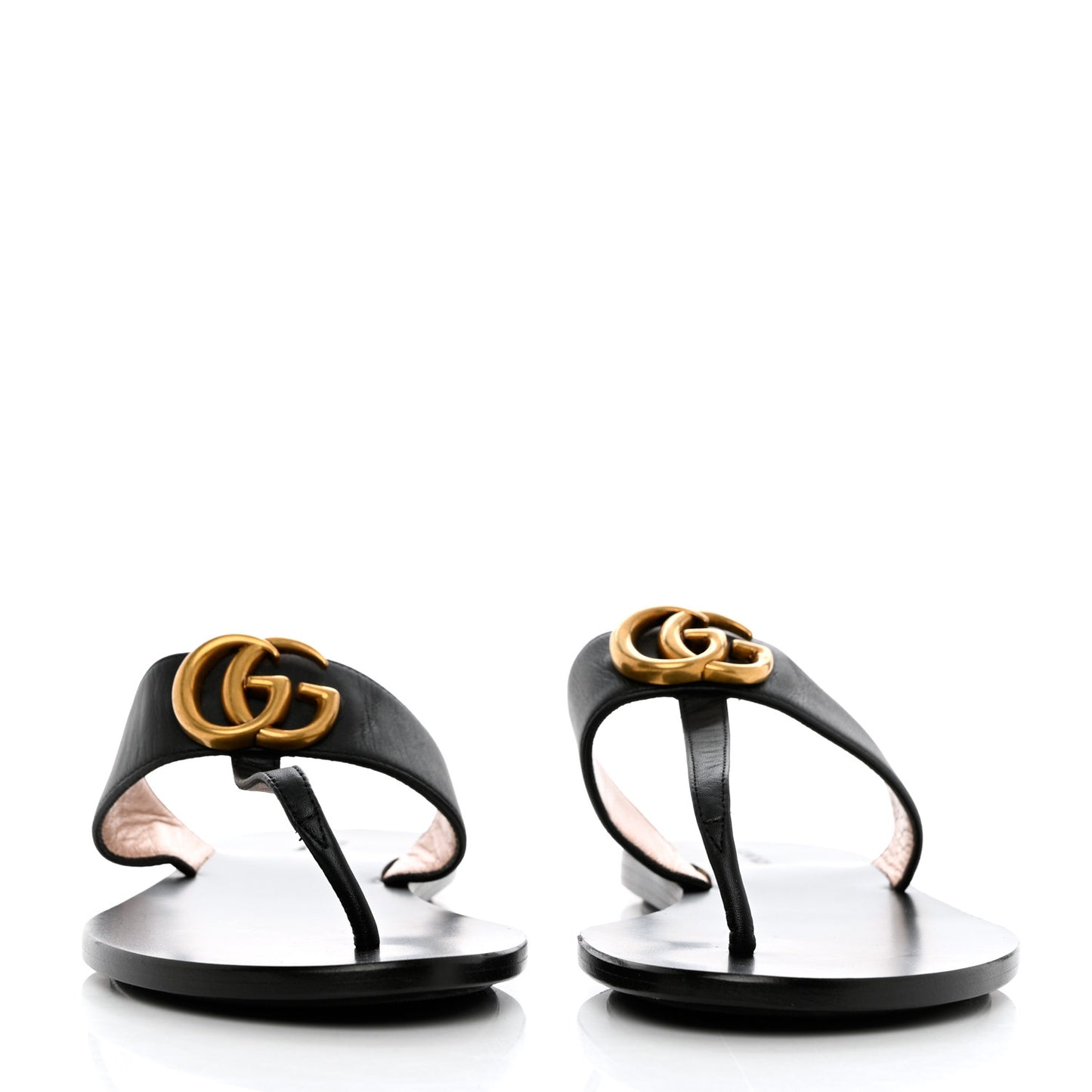 Calfskin GG Marmont Thong Sandals 38 Black