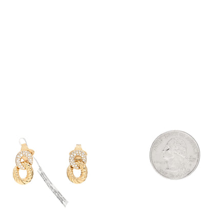 David Yurman 18K Yellow Gold Diamond Extra Small Belmont Curb Link Drop Earrings 2 of 4
