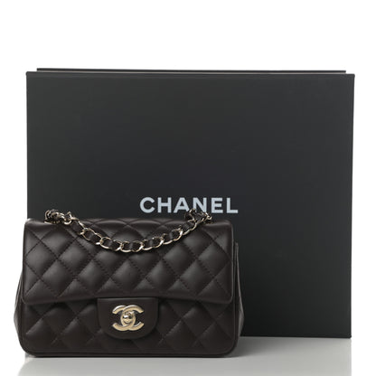 Chanel Lambskin Quilted Mini Rectangular Flap Dark Brown 12 of 12