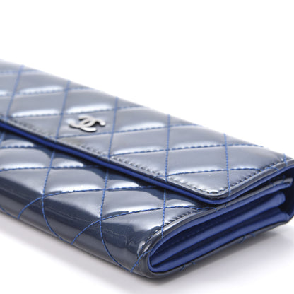 Chanel Patent Quilted Large Flap Wallet Blue 7 of 10
