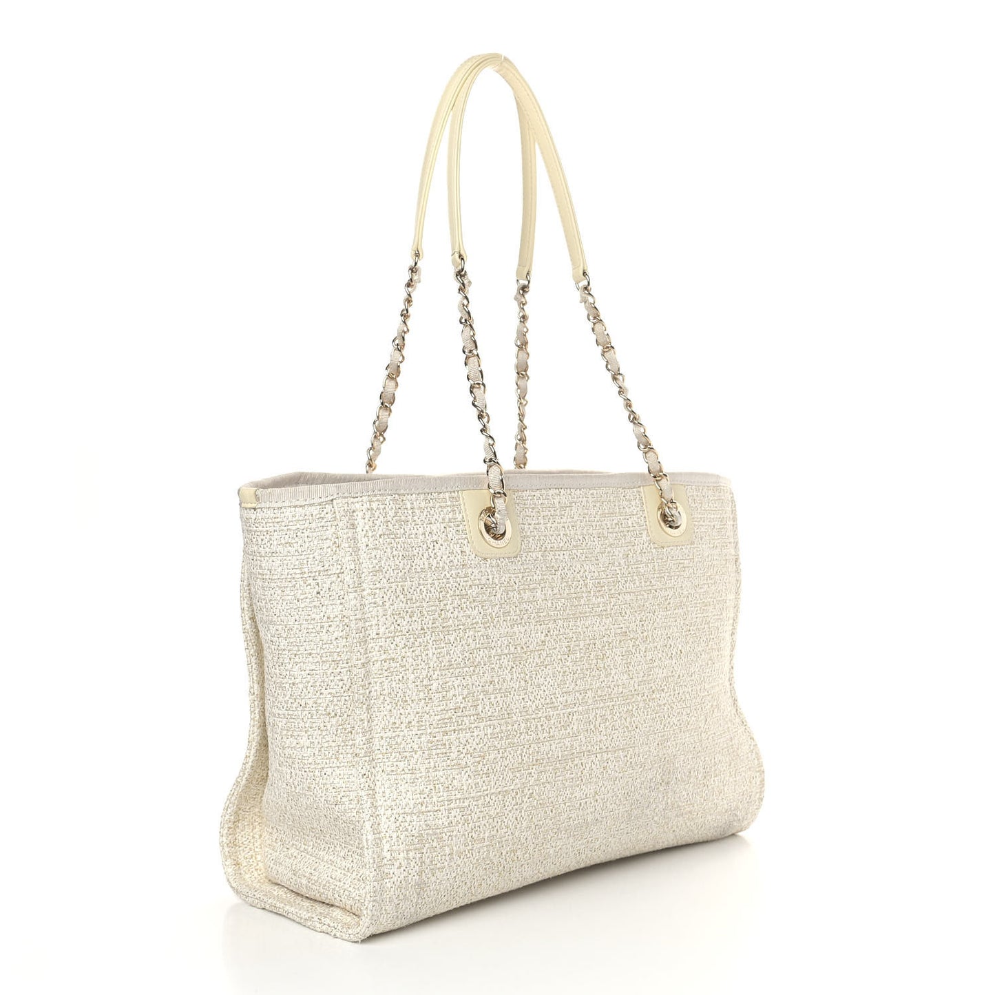 Lurex Boucle Small Deauville Tote Ivory