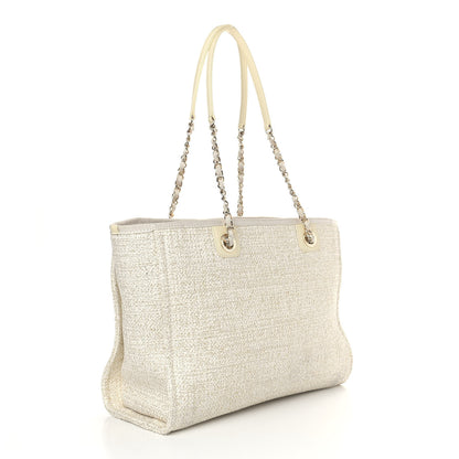 Chanel Lurex Boucle Small Deauville Tote Ivory 3 of 9