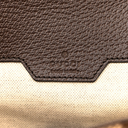 Gucci Monogram Jumbo GG Textured Dollar Calfskin Web Double Buckle Backpack Camel Ebony New Acero 6 of 13