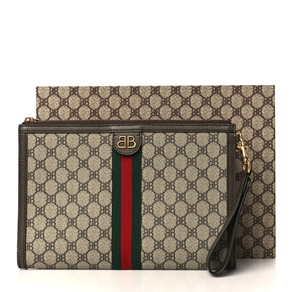 Gucci X BALENCIAGA BB Supreme Monogram Web Ophidia Wristlet Beige New Acero 8 of 8