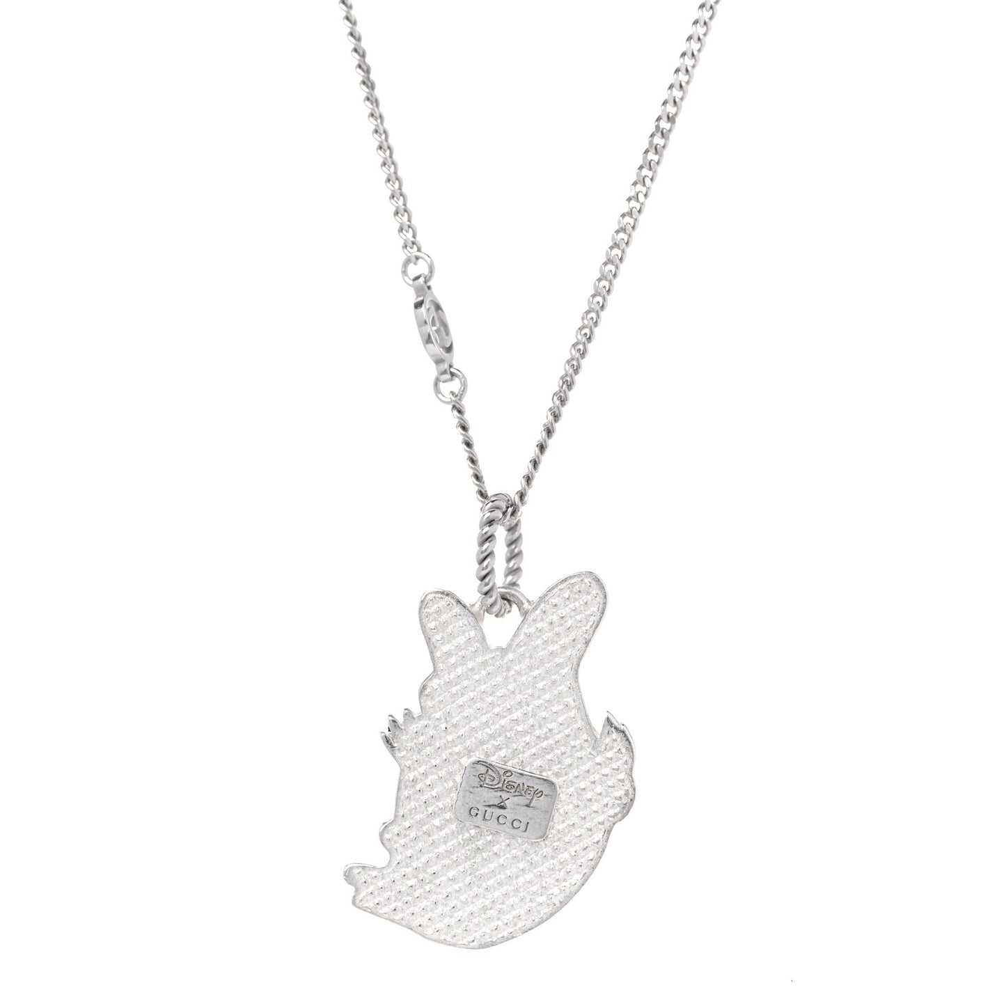X DISNEY Sterling Silver Enamel Daisy Duck Pendant Necklace