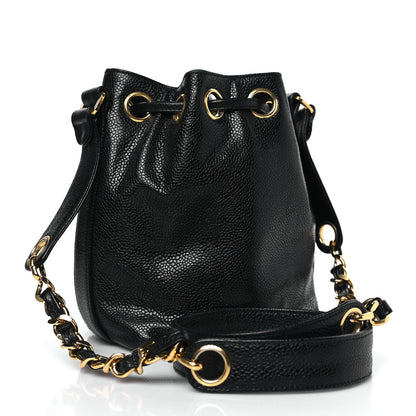 Chanel Caviar CC Chain Mini Drawstring Bag Black 4 of 10