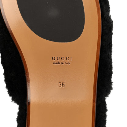 Gucci Shearling Interlocking G Womens Eileen Slippers 36 Black Butterscotch 6 of 9