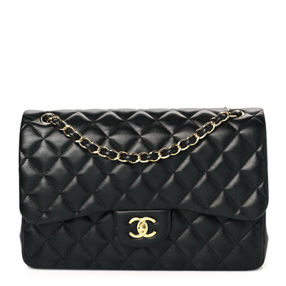 Chanel Lambskin Quilted Jumbo Double Flap Black 1 of 8