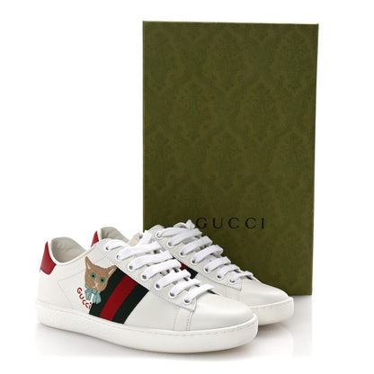 Gucci Calfskin Cat Embroidered Womens Ace Sneakers 35 White Green 10 of 10