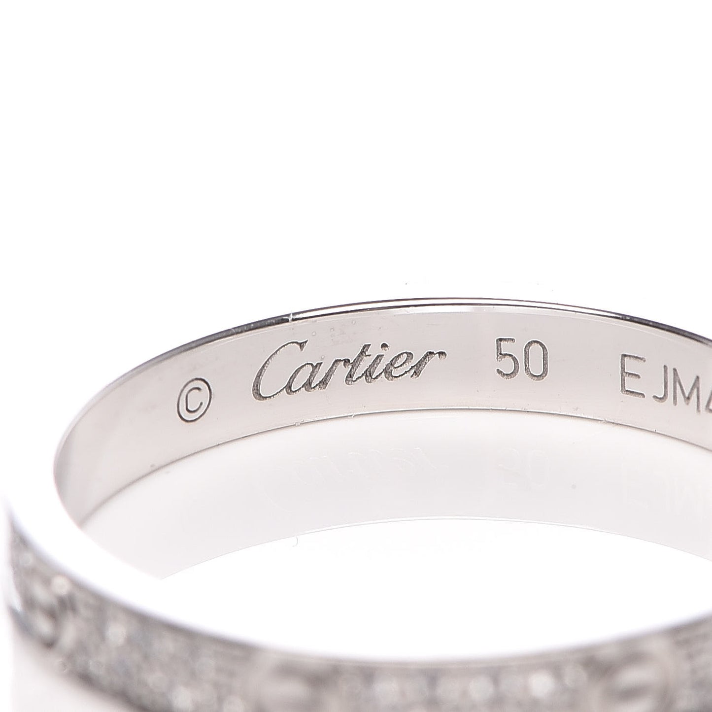 18K White Gold Diamond 2.6mm LOVE Paved Band Ring 50 5.25