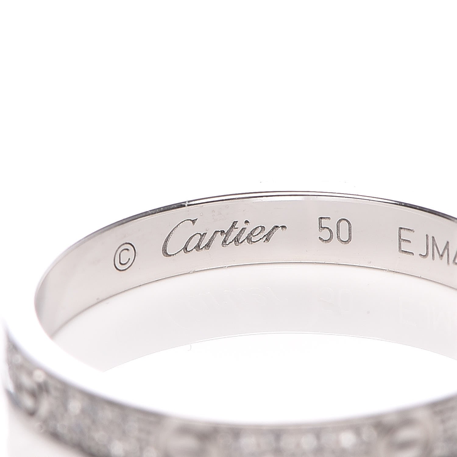 Cartier 18K White Gold Diamond 2.6mm LOVE Paved Band Ring 50 5.25 4 of 5