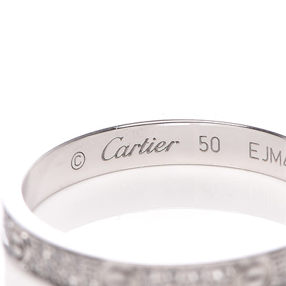 Cartier 18K White Gold Diamond 2.6mm LOVE Paved Band Ring 50 5.25 4 of 5