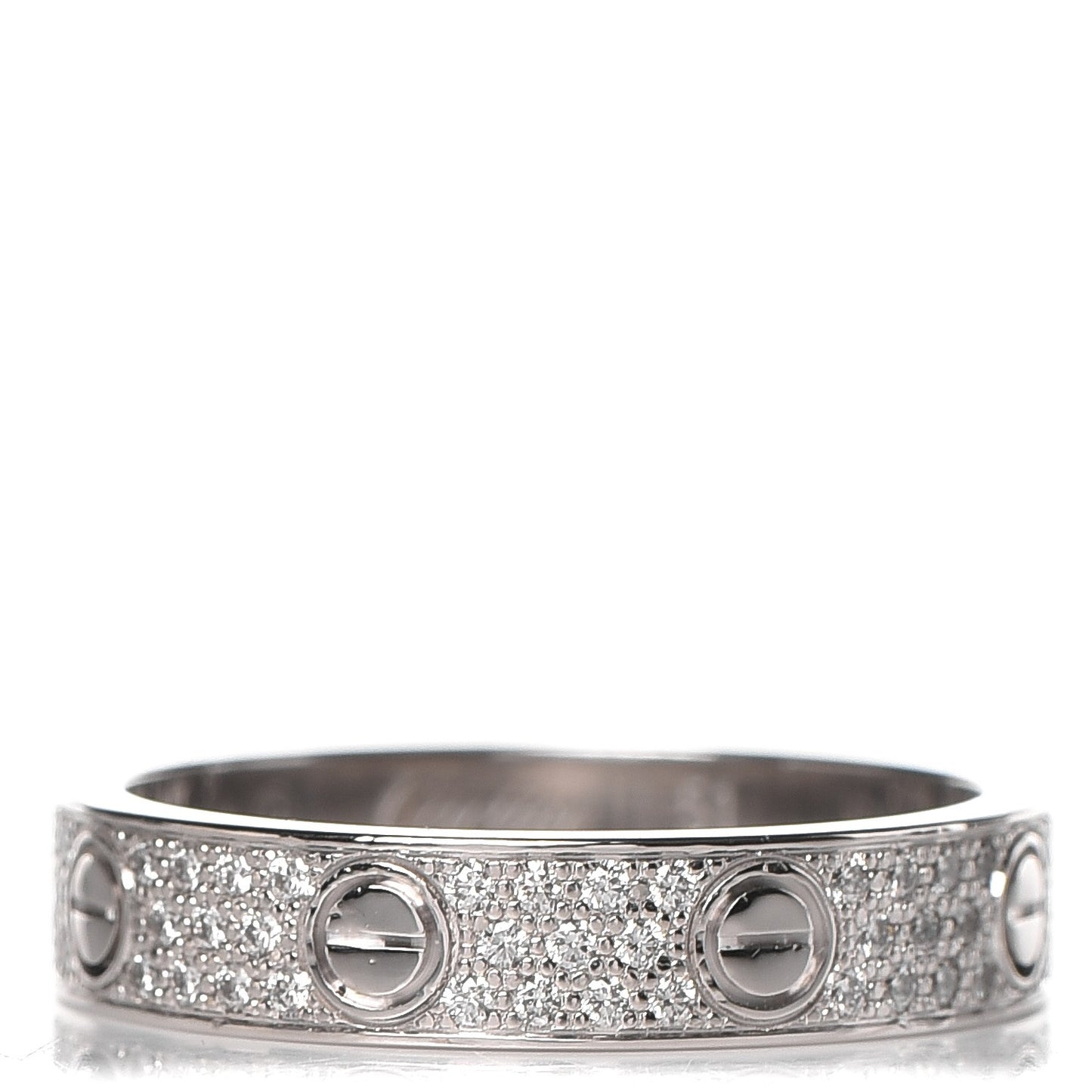 18K White Gold Diamond LOVE Wedding Band Ring 51 5.75