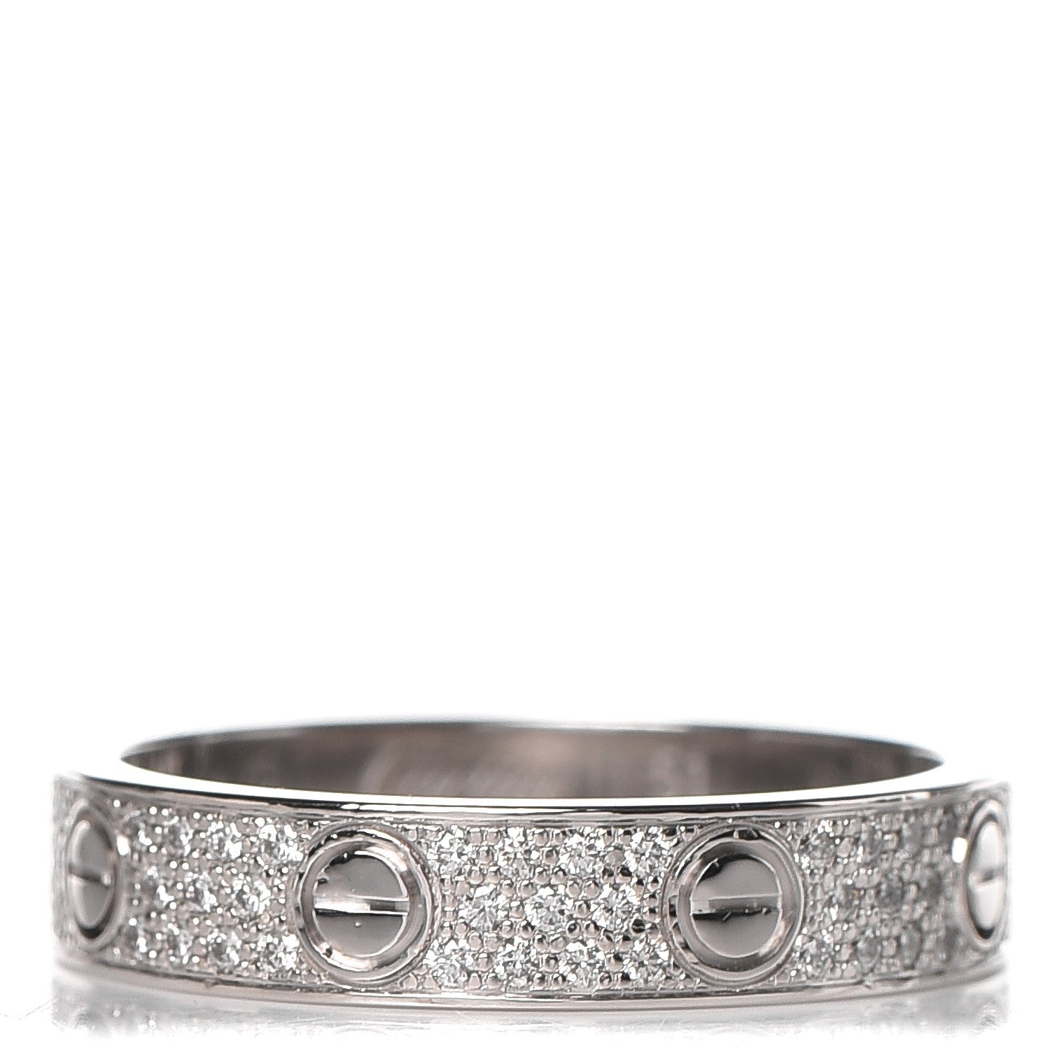 Cartier 18K White Gold Diamond LOVE Wedding Band Ring 51 5.75 1 of 4
