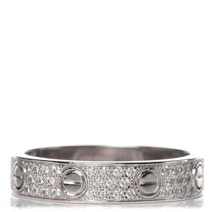 Cartier 18K White Gold Diamond LOVE Wedding Band Ring 51 5.75 1 of 4