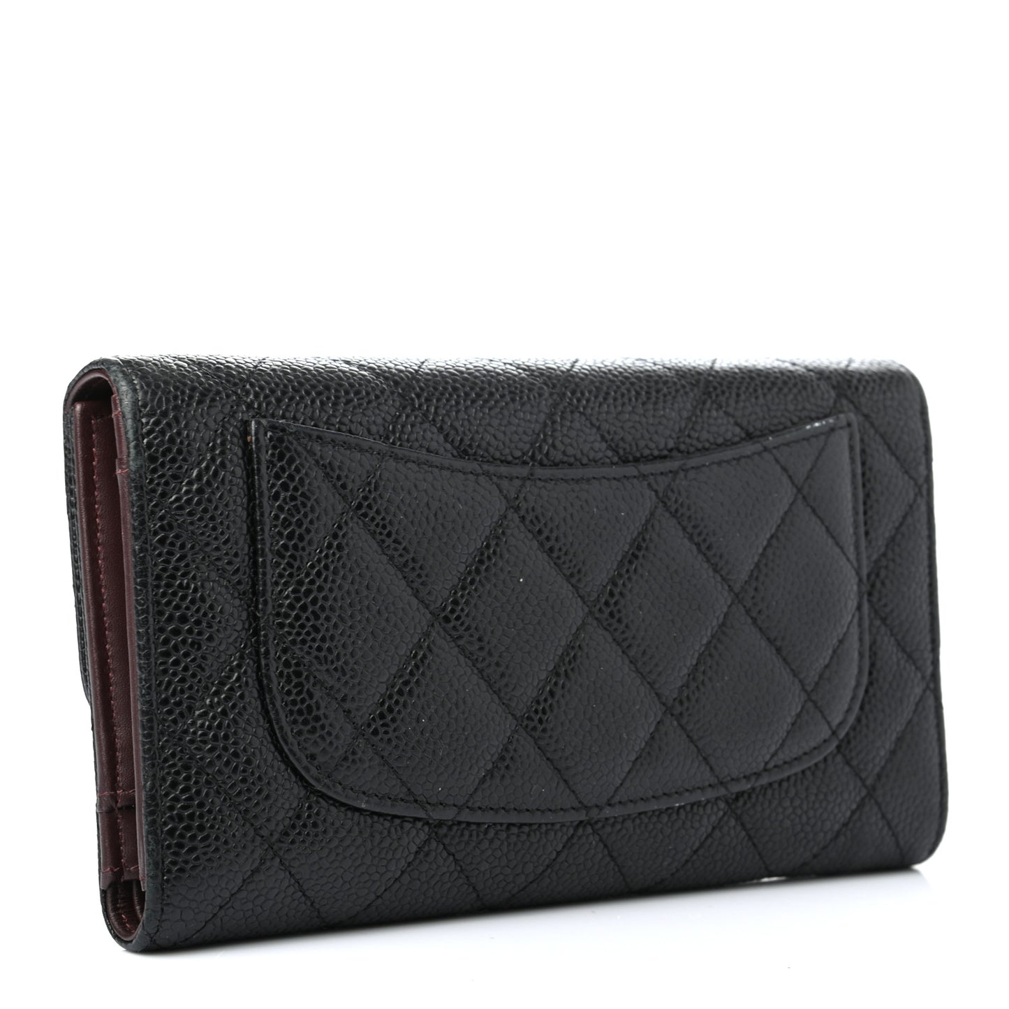 Caviar Quilted Large Flap Wallet Black