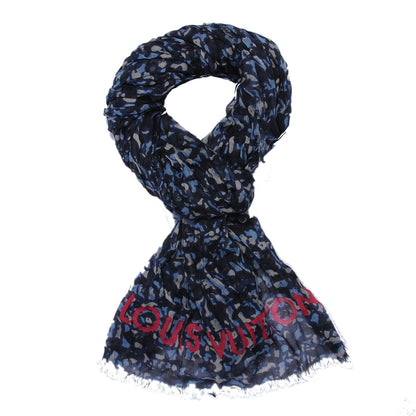 Louis Vuitton Cashmere Silk Lezard Etole Stole Blue 1 of 8